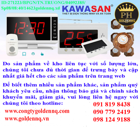 Thiết bị gọi phục vụ Kawasan chính hãng, giá sỉ, bảo hành, phân phối toàn quốc. Để biết thêm thông tin chi tiết xin vui lòng liên hệ hotline.