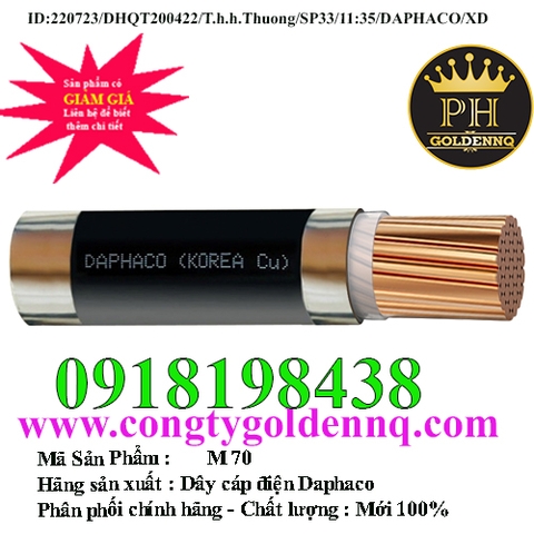 Daphaco M 70 : Dây cáp Hàn mềm dẻo 1 lõi, ruột đồng AC 1,6 kV