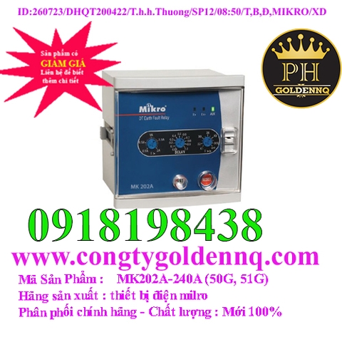 Rơ-le bảo vệ chạm đất Mikro MK202A-240A