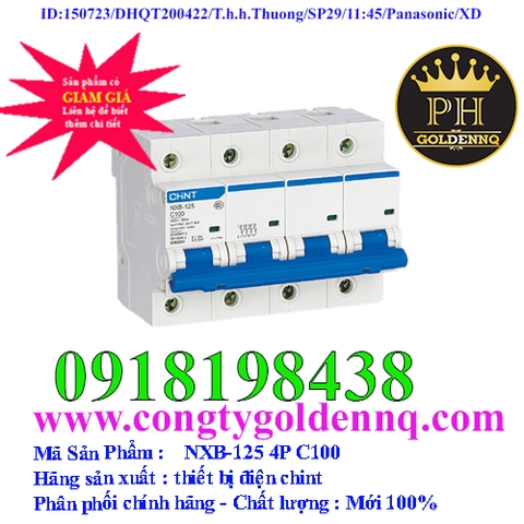 Cầu dao dạng tép (MCB) NXB-125 4P 100A Chint