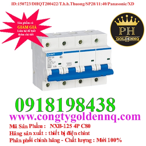 Cầu dao dạng tép (MCB) NXB-125 4P 80A Chint