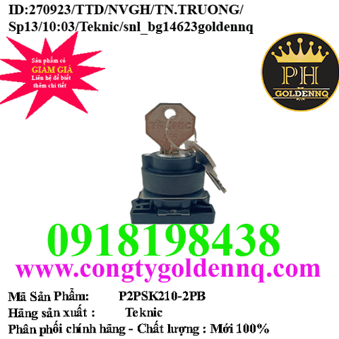 Công tắc xoay 2 vị trí, có khóa, tự giữ - P2PSK210-2PB