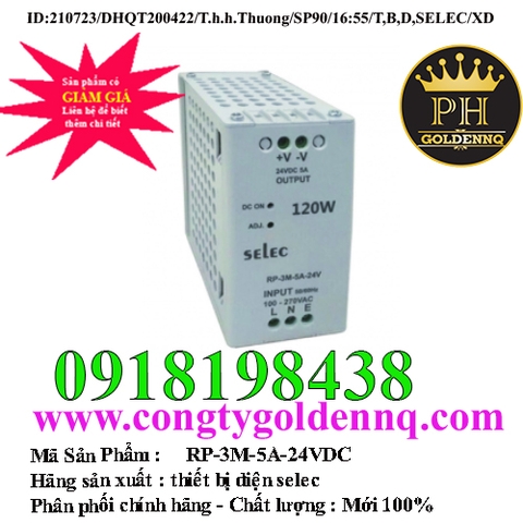 Bộ Nguồn 24VDC/5A RP-3M-5A-24VDC | Selec