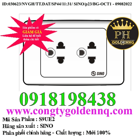 Ổ cắm đôi 3 chấu 16A – Sino Vanlock – S9UE2