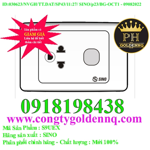 Ổ cắm đơn 3 chấu 16A với 1 lỗ SINO S9UEX