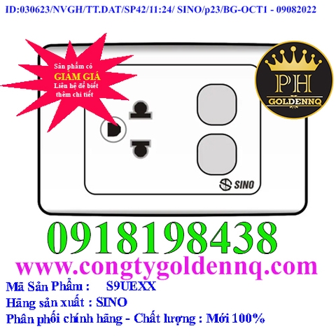 Ổ cắm đơn 3 chấu 16A với 2 lỗ SINO S9UEXX