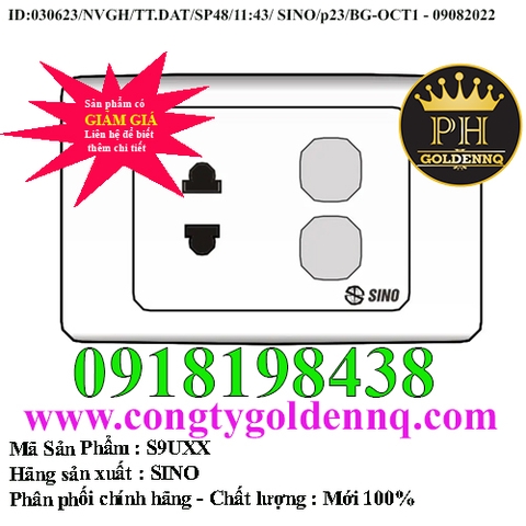 Ổ cắm đơn 2 chấu 16A với 2 lỗ SINO S9UXX