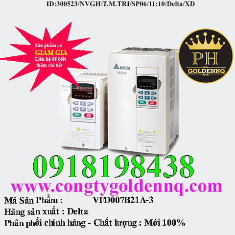 Biến tần Delta VFD007B21A-3 0.75kW 1 Pha 220V