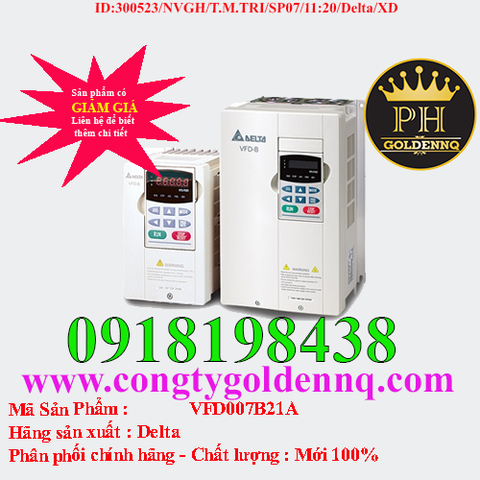 Biến tần Delta VFD007B21A 0.75kW 1 Pha 220V