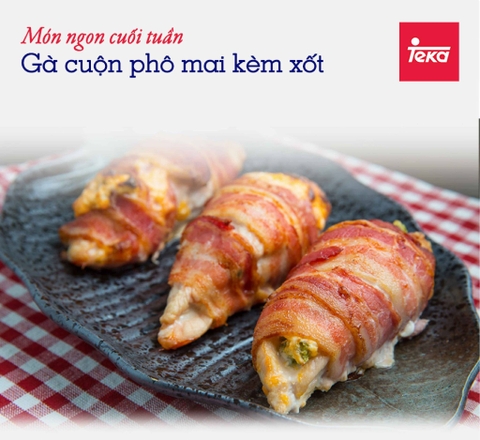 GÀ CUỘN PHÔ MAI KÈM SỐT