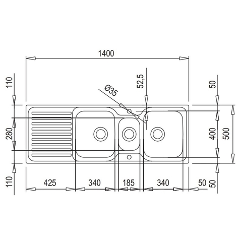 Chậu Rửa TEKA CLASSIC 2 ½B 1D