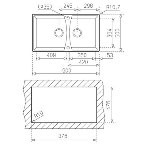 Chậu Rửa UNIVERSO 90 GT POP-UP ARENA-BEIGE