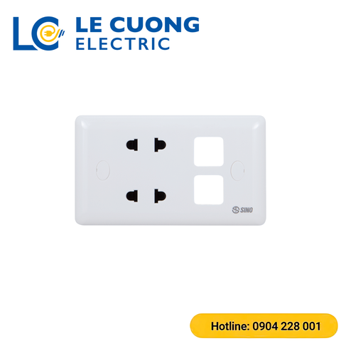 2 ổ cắm 2 chấu với 2 lỗ S19 Sino