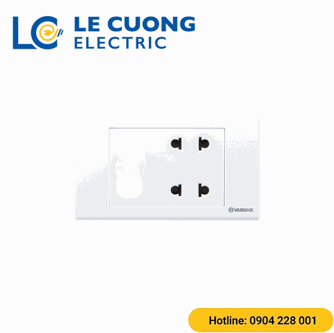 2 ổ cắm 2 chấu với 2 lỗ S18 Sino