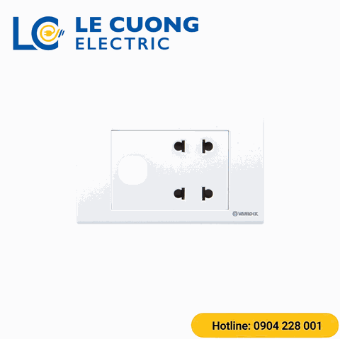 2 ổ cắm 2 chấu với 1 lỗ S18 Sino