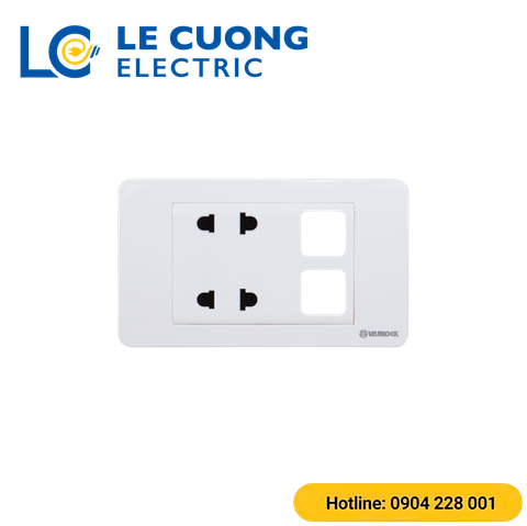 2 ổ cắm 2 chấu với 2 lỗ S18A Sino
