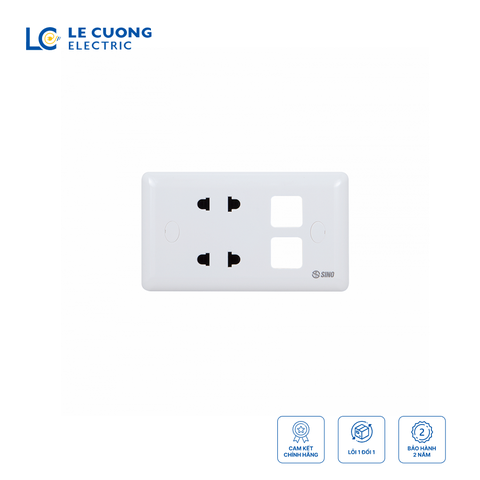 2 ổ cắm 2 chấu với 2 lỗ S19 Sino