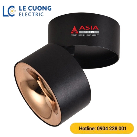 Đèn ống bơ nổi thân ngắn 10W Asia vỏ đen-xoay góc