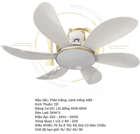 Quạt trần đèn Duc Minh JSM.73 màu trắng