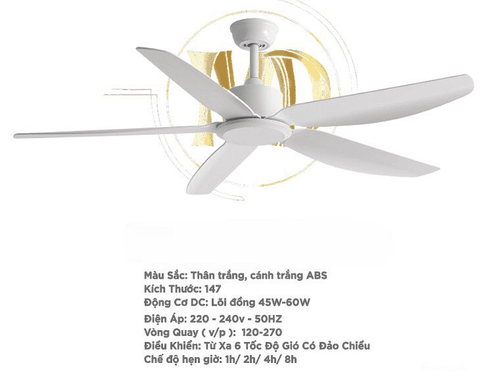 Quạt trần đèn Duc Minh JSM.74 màu trắng
