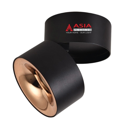 Đèn ống bơ nổi thân ngắn 10W Asia vỏ đen-xoay góc