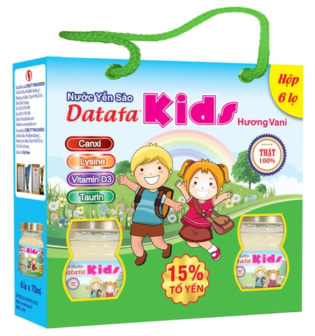 Yến Sào DATAFA KID'S cho trẻ em (15% TỔ YẾN) - Hương Vani Hộp 6 lọ