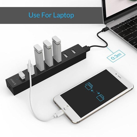 Bộ chia USB ra 7 cổng dùng copy dữ liệu và sạc Orico H7013-U2