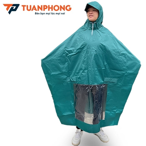 Áo Mưa Cánh Dơi 2 Đầu Có Kính 81-2G (1/12) Vải Dù, Cỡ Đại, Chùm Kín Xe, Chất Liệu Siêu Nhẹ