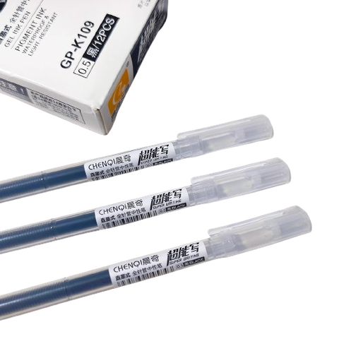 Hộp Bút Bi Gel Tazano Ngòi Kim 0.5mm GP-K109 (12 Cái/Hộp) Mực Khô Nhanh, Đều Nét, Chữ Đẹp
