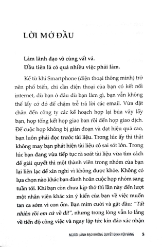 Người Lãnh Đạo Không Quyết Định Vội Vàng