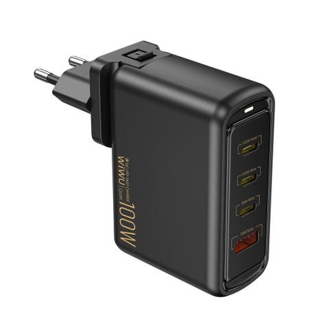 Củ Sạc Nhanh WiWU WARRIORS 100W QC+PD GAN WI-U022W 1A+3C - Hàng Chính Hãng