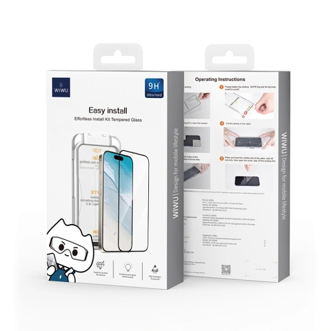 Kính Cường Lực WiWU SQ008 Dùng Cho Điện Thoại iPhone Có Khụng Tự Dán, Chống Bụi - Hàng Chính Hãng
