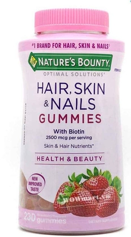 Kẹo dẻo làm đẹp da móng và tóc Nature’s Bounty Hair Skin & Nails Gummies 230 viên