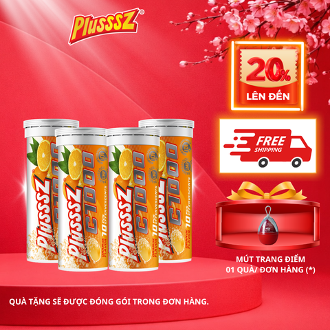 {COMBO 4 TUÝP X10 viên sủi 4g} PLUSSSZ C1000 vị cam không đường - Hàng nhập khẩu