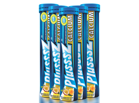 [COMBO 5 TUÝP X 20 VIÊN] PLUSSSZ CALCIUM vị đào, chanh leo không đường - Hàng nhập khẩu