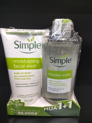 Combo Simple Moisturising Facial Wash 150ml + Micellar Water 200ml