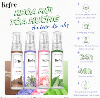 (Rohto) Xịt Khử Mùi Refre Deodorant Natural 30ml