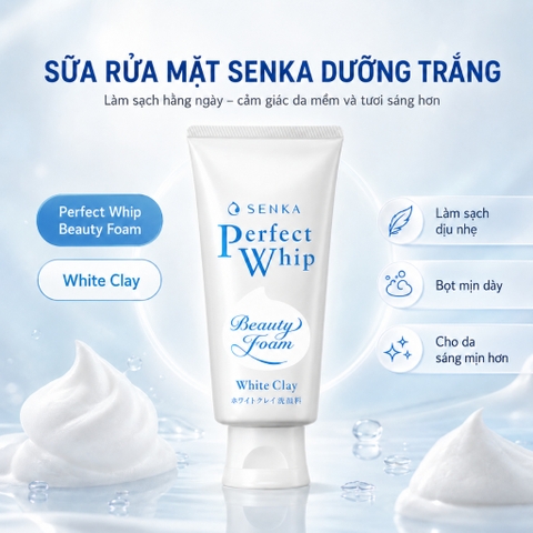 Sữa Rửa Mặt Senka Perfect Whip White Clay 120g