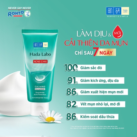 [Rohto] Sữa Rửa Mặt Hada Labo Acne Care Calming Cleanser 80g