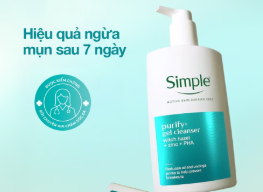 Sữa Rửa Mặt Simple Purify + Gel Cleanser With Hazel + Zinc + PHA 240ml