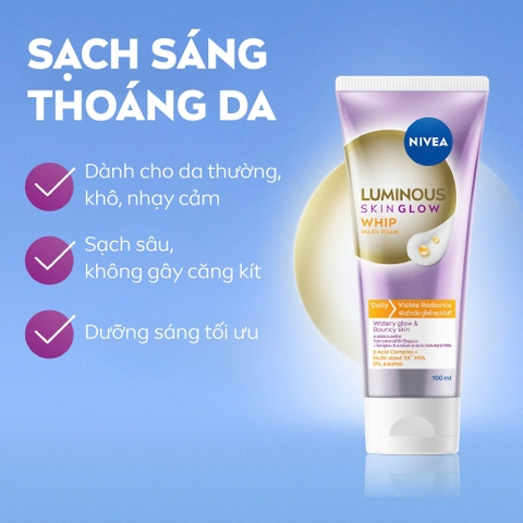 Sữa Rửa Mặt Nivea Luminous Skin Glow Whip Wash Foam 100ml
