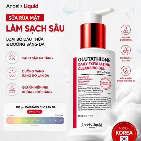 Sữa Rửa Mặt Angel's Liquid Glutathione Daily Exfoliating Cleansing Gel 200ml