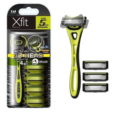 Kai Dao Cạo Râu 5 Lưỡi Kép Thân Nhựa 1P& 4 Đầu Lưỡi XF5-4BS