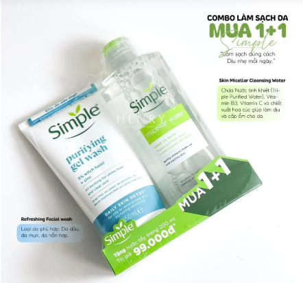 Combo Simple Purifying Gel Wash 150ml + Micellar Water 200ml