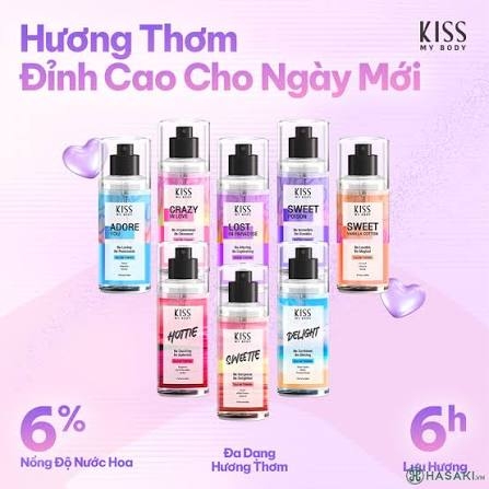 Xịt Thơm Toàn Thân Hương Nước Hoa Kiss My Body Perfume Mist 88ml