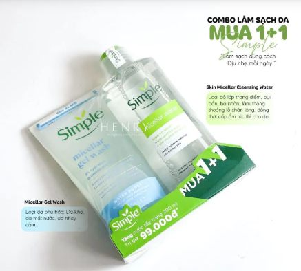 Combo Simple Micellar Gel Wash 150ml + Micellar Water 200ml