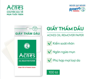 (Rohto) Giấy Thấm Dầu Acnes Oil Remover Paper 100 Tờ