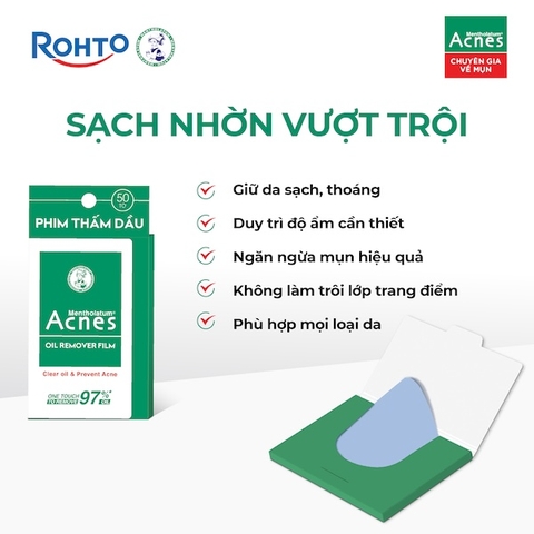 (Rohto) Phim Thấm Dầu Acnes Oil Remover Film 50 Tờ
