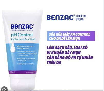 Sữa Rửa Mặt Benzac pH Control Antibacterial Face Wash 150ml