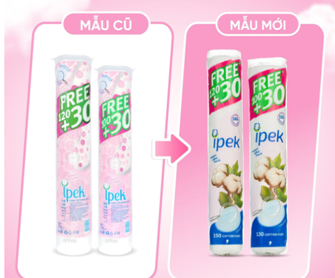 Bông Tẩy Trang Ipek 120+30 Miếng